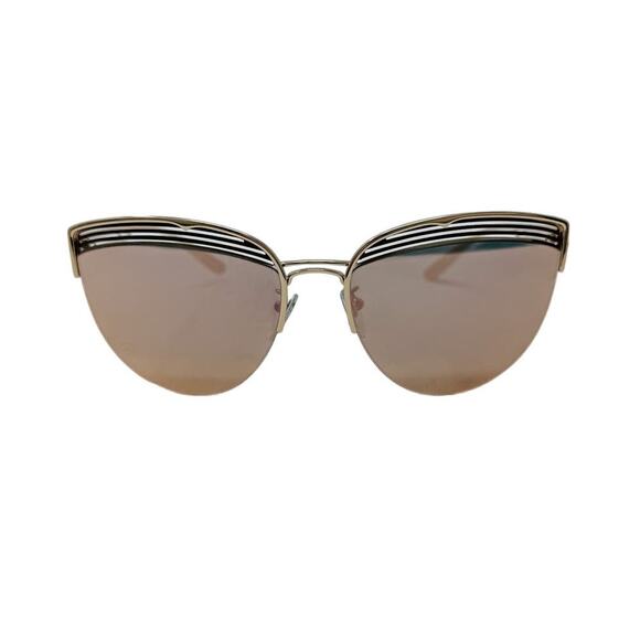 Bvlgari Bulgari Cat-Eye Rimless Mirrored Sunglasses Gold Metal w/ case - Picture 3 of 12